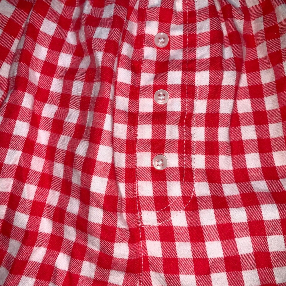 Colsie red white gingham pajamas set smocked spaghetti strap top shorts size XS - Picture 9 of 11